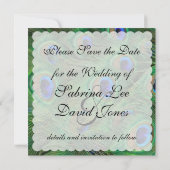Emerald green Peacock Save the Date (Achterkant)