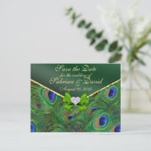 Emerald Green Peacock Save the Date Briefkaart (Staand voorkant)