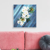 Emerald Green Peacock Silk Bouquets Canvas Afdruk (Insitu (Woonkamer))