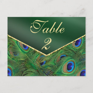 Emerald Green Peacock Table Number Kaart