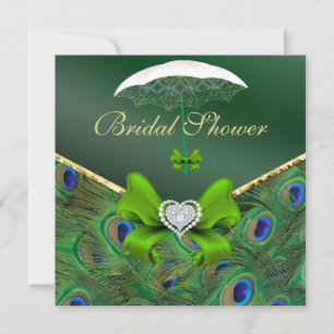Emerald Green Peacock Vrijgezellenfeest Invite Kaart