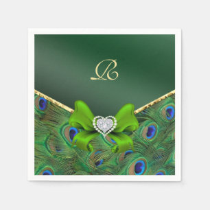 Emerald Green Peacock Wedding Paper Party Napkins Servet