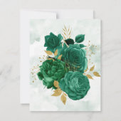 Emerald Green Peony Gold Brunch & Bubble Invite Kaart (Achterkant)