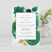Emerald Green Peony Gold Glitter Vrijgezellenfeest Kaart (Staand voorkant)