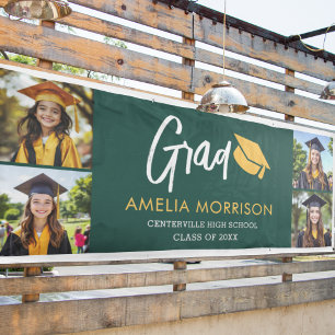 Emerald Green Photo Collage Afstuderen Afstuderen Spandoek