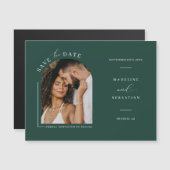 Emerald Green Photo Enregistrer la date Carte magn (Devant / Derrière)