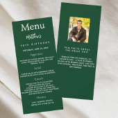 Emerald green photo fun faits carte de menu d'anni