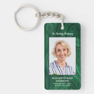 Emerald Green Photo Funeral Favor Memorial Prayer Sleutelhanger