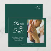 Emerald Green Photo Mariage Enregistrer la carte D (Devant / Derrière)