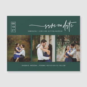 Emerald Green Photo Save the Date Magnetic Kaart