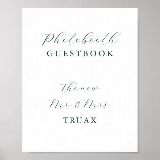 Emerald Green  Photobooth Guestbook Poster (Voorkant)