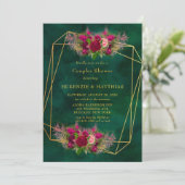 Emerald Green Pink Peony Rozen Couples Shower Kaart (Staand voorkant)