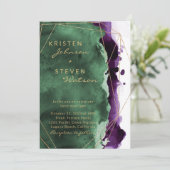 Emerald Green & Plum Purple Faire-part de mariage (Debout devant)