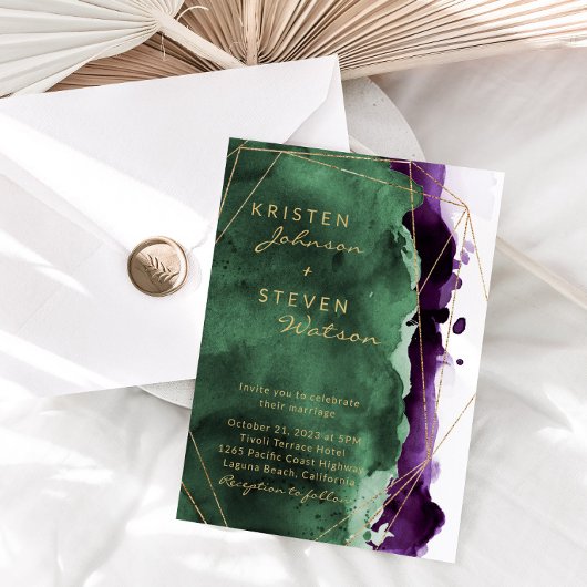 Emerald Green & Plum Purple Faire-part de mariage