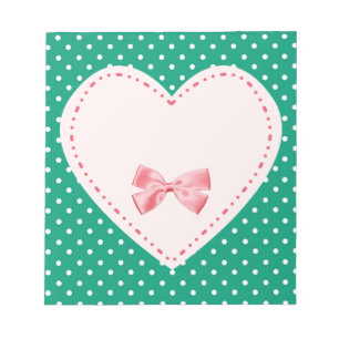 Emerald Green Polka dots met hart Notitieblok