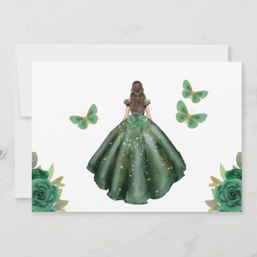 Emerald Green Princess Quinceañera Bewaar de datum Save The Date (Achterkant)