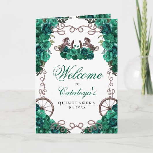 Emerald Green Programme Charro Quinceañera (Devant)