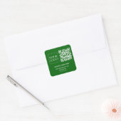 Emerald Green QR Code Business Logo Website Vierkante Sticker (Envelop)