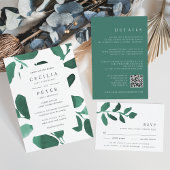 Emerald Green QR Code RSVP & bruiloft Details Informatiekaartje
