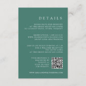 Emerald Green QR Code RSVP & bruiloft Details Informatiekaartje (Voorkant)