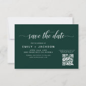 Emerald Green QR Code - Save the Date 3 Photo (Dos)