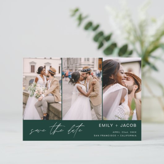 Emerald Green QR-code Save the Date 4 Foto (Staand voorkant)