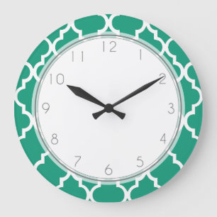 Emerald Green Quatrefoil Pattern Grote Klok