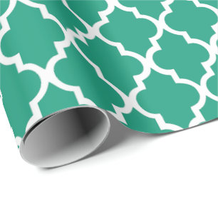 Emerald Green Quatrefoil Tegels Patroon Cadeaupapier