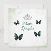 Emerald Green Quinceañera 15 Anos Bloemen Zilver Kaart (Achterkant)