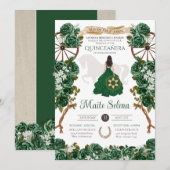 Emerald Green Quinceanera Elegant Roos Charro Kaart (Voorkant / Achterkant)