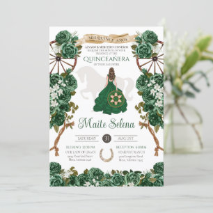 Emerald Green Quinceanera Elegant Roos Charro Kaart