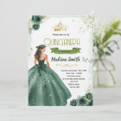 Emerald green quinceañera invitation (Debout devant)