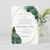 Emerald Green Quinceanera invitation in Spanish (Debout devant)