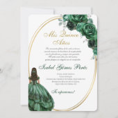 Emerald Green Quinceanera invitation in Spanish (Devant)