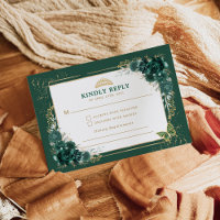 Emerald Green Quinceanera Mis Quince 15 Anos RSVP