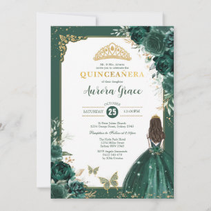 Emerald Green Quinceañera Princess 15th Birthday Kaart