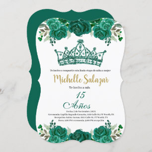 Emerald Green Quinceanera uitnodiging