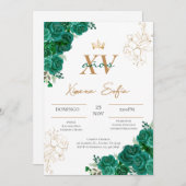 Emerald Green Quinceanera Uitnodiging (Voorkant / Achterkant)