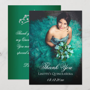 Emerald Green Quinceanera Voeg foto toe aan specia Bedankkaart