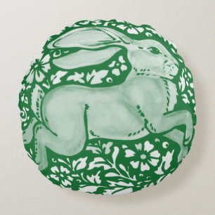 Emerald Green Rabbit Bunny Hare Cottagcore Rond Kussen