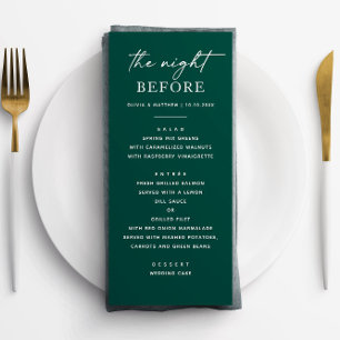 Emerald Green repetitie diner De avond ervoor Menu