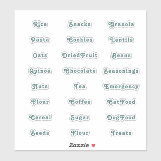 Emerald Green Retro Pantry Labels (Vel)