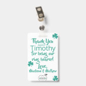 Emerald Green Ring Bearer Security Badge (Back with Clip)