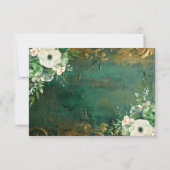 Emerald Green Romantic Floral Wedding RSVP Card (Dos)