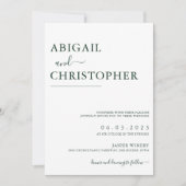 Emerald Green Romantic Simple Wedding Kaart (Voorkant)