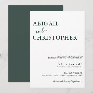Emerald Green Romantic Simple Wedding Kaart