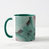 Emerald Green Roos Art Deco Abstract met Initialen Mok (Links)