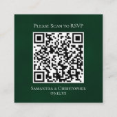 Emerald Green Roos Elegante bruiloft RSVP QR Code Informatiekaartje (Achterkant)