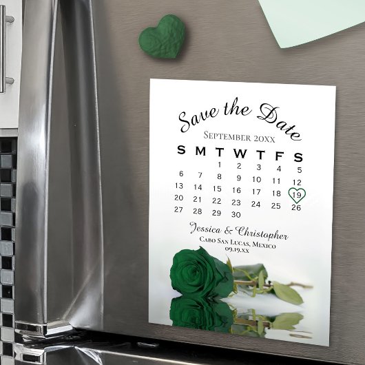 Emerald Green Roos Save the Date Calendar Magnet