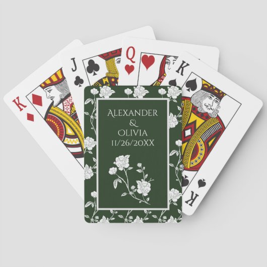 Emerald Green Roos Wedding Favor Pplaykaarten Pokerkaarten (Achterkant)